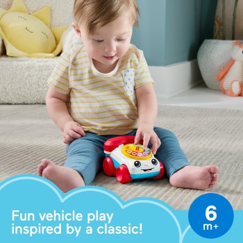 Mattel Fisher-Price Chatter Telephone Vehicle Push-Along Toy With Sounds For Baby & Toddler JKD56 194735347254