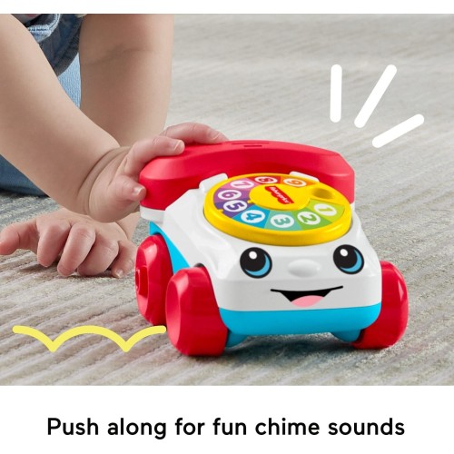Mattel Fisher-Price Chatter Telephone Vehicle Push-Along Toy With Sounds For Baby & Toddler JKD56 194735347254