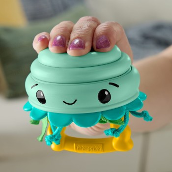 Mattel Fisher-Price Squishseas Silicone Jellyfish Rattle & Teether Activity Toy For Newborn Baby JHB54 / JHB57 194735327157