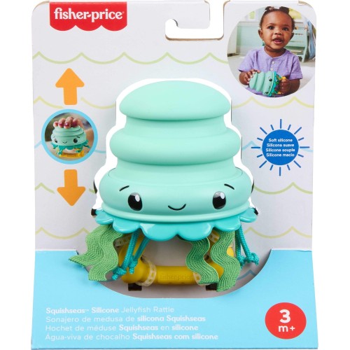 Mattel Fisher-Price Squishseas Silicone Jellyfish Rattle & Teether Activity Toy For Newborn Baby JHB54 / JHB57 194735327157