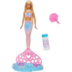 Mattel Barbie Bubble Sparkle Mermaid Doll With Bubble-Making Feature, Includes Bubble Solution & Hairbrush JLW56 194735370436