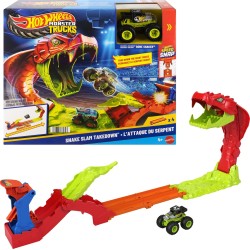 Mattel Hot Wheels Monster Trucks Snake Slam Takedown Playset With 1:64 Scale Bone Shaker Toy Vehicle JJN44 194735339723