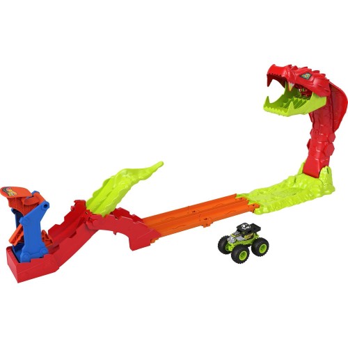 Mattel Hot Wheels Monster Trucks Snake Slam Takedown Playset With 1:64 Scale Bone Shaker Toy Vehicle JJN44 194735339723