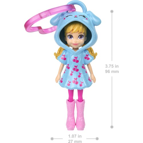 Mattel Polly Pocket Doll, 3-inch Doll With Keychain and Fashion Accessories, Travel Toys JMN38 / JKC59 194735382019