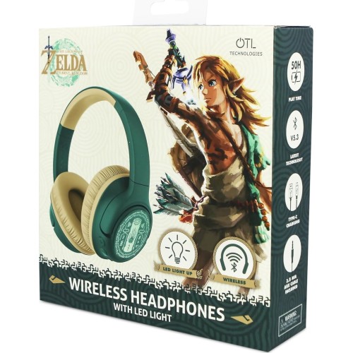 otl technologies otl  zd1143 legend of zelda led light up foldable wireless headphones green  5055371627146