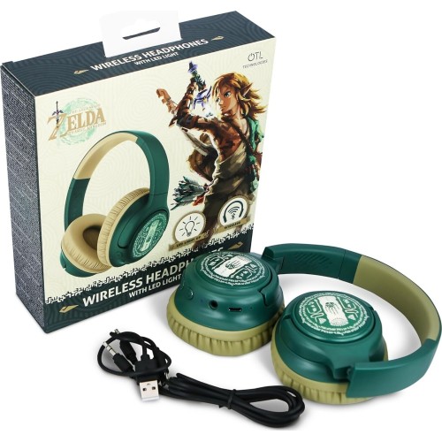 otl technologies Otl Zd1143 Legend Of Zelda Led Φωτίζει Ασύρματα / Ενσύρματα Over Ear Ακουστικά Με 50 Ώρες Λειτουργίας Πράσινα  