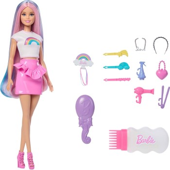 Mattel Barbie Rainbow Sparkle Hair Fashion Doll With Extra-long Hair and 12 Styling Accessories JJP07 