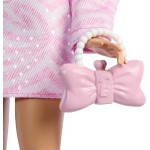 Mattel Barbie Deluxe Style Fashion Doll 9 in Matching Pink Denim Jacket & Skirt Set, Blonde JJN69 