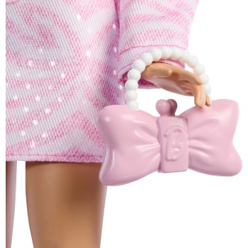 Mattel Barbie Deluxe Style Fashion Doll 9 in Matching Pink Denim Jacket & Skirt Set, Blonde JJN69 