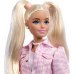 Mattel Barbie Deluxe Style Fashion Doll 9 in Matching Pink Denim Jacket & Skirt Set, Blonde JJN69 