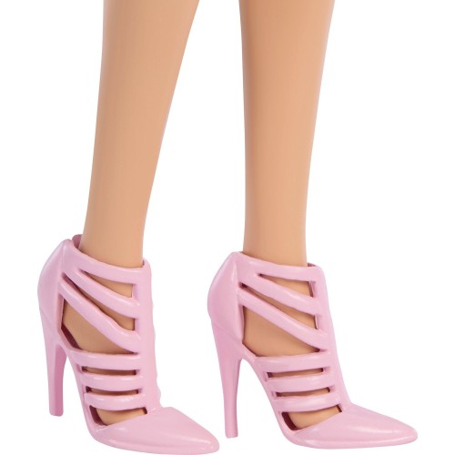 Mattel Barbie Deluxe Style Fashion Doll 9 in Matching Pink Denim Jacket & Skirt Set, Blonde JJN69 