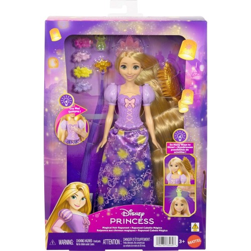 Mattel Disney Princess Light-up Hair Rapunzel Fashion Doll w/ 5 Ways to Glow, Pascal Figure & 7 Accessories JHL46 