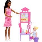 Mattel Barbie Careers Teacher Playset With Fashon Doll, Toddler Doll, Classroom Board & Accessories JCR71 / JMK17 