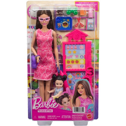 Mattel Barbie Careers Teacher Playset With Fashon Doll, Toddler Doll, Classroom Board & Accessories JCR71 / JMK16 