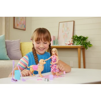 Mattel Barbie “malibu” Walk & Potty Pup Toy Set, Includes Doll, Walking Pet Dog With Potty Feature, & Accessories JJB46 
