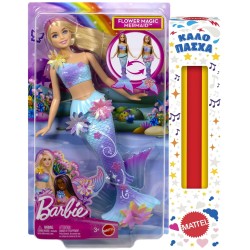 Mattel Barbie Flower Magic Mermaid Toy Doll With Surprise Blooming Flowers Feature & Pearl Headband Accessory JDM72 