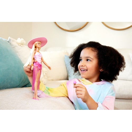Mattel Blonde Barbie Doll With Swimsuit and Beach-themed Accessories HPL73 