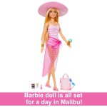 Mattel Blonde Barbie Doll With Swimsuit and Beach-themed Accessories HPL73 