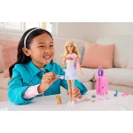Mattel Barbie Doll and Accessories, 'malibu' Travel Set With Puppy and 10+ Pieces Including Working Suitcase HJY18 
