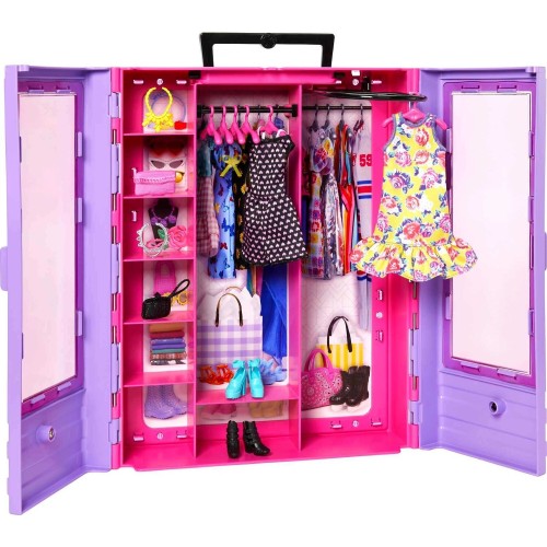 Mattel Barbie Ultimate Closet Doll and Playset Portable Fashion Toy With Doll, Clothes and Accessories HJL66 
