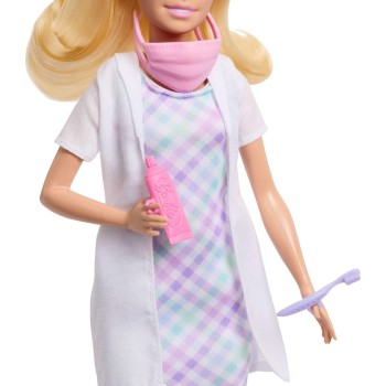 Mattel Barbie Careers Dentist Playset With Blonde Fashion Doll, Small Doll, Examination Chair & Accessories JCR71 / JMK14 