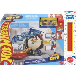Mattel Hot Wheels City Bat Loop Attack Playset & 1:64 Scale Toy Car, Featured in the Series “let’s Race” HDR29 / HTN78 