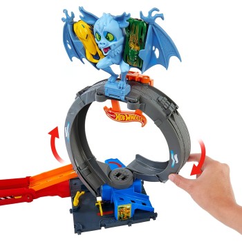 Mattel Hot Wheels City Bat Loop Attack Playset & 1:64 Scale Toy Car, Featured in the Series “let’s Race” HDR29 / HTN78 