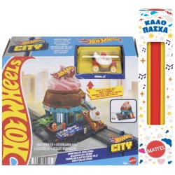 Mattel Hot Wheels City Downtown Ice Cream Swirl Playset From the Series “let’s Race” With 1 Toy Car HDR24 / HTN77 