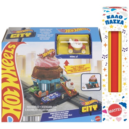 Mattel Λαμπάδα hot wheels hw city - πίστες city downtown ice cream HDR24 / HTN77 