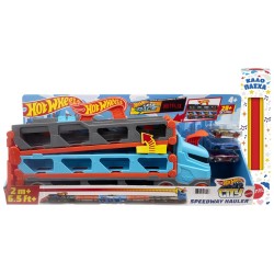 Mattel Hot Wheels Speedway Hauler Carrier With 3 Toy Cars GVG37 