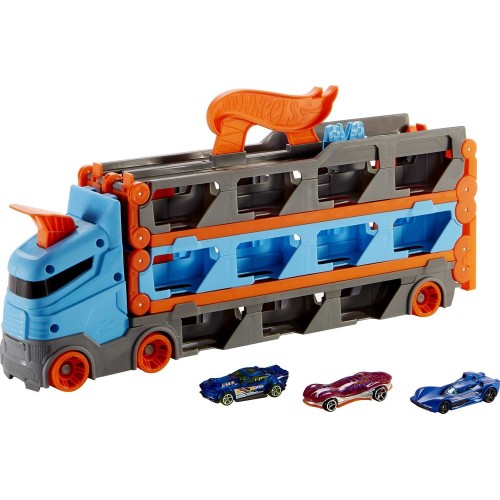 Mattel Hot Wheels Speedway Hauler Carrier With 3 Toy Cars GVG37 