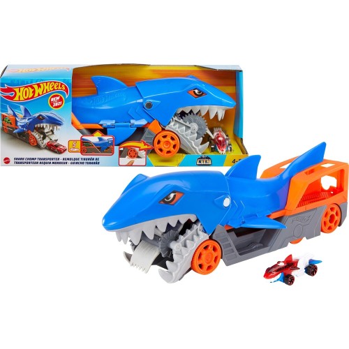 Mattel Hot Wheels Shark Chomp Transporter Playset & Diecast Car GVG36 