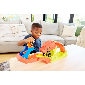 Mattel Hot Wheels Monster Trucks Snake Slam Takedown Playset With 1:64 Scale Bone Shaker Toy Vehicle JJN44 
