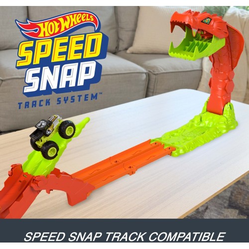 Mattel Hot Wheels Monster Trucks Snake Slam Takedown Playset With 1:64 Scale Bone Shaker Toy Vehicle JJN44 