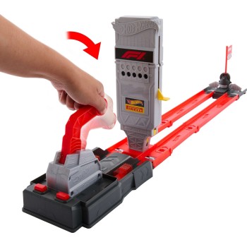 Mattel Hot Wheels Racing Formula 1 Grid Start Track Set & 2 Die-cast F1 Cars in 1:64 Scale JKM88 