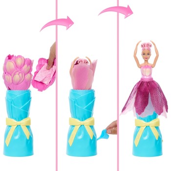 Mattel Barbie Petal Pop Scented Fashion Doll With Pink Tulip Dress, Reveal Accessories Like Bunny & More JMF57 