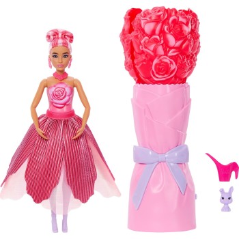 Mattel Barbie Petal Pop Scented Fashion Doll With Rose Dress, Reveal Accessories Like Bunny & More JMF59 