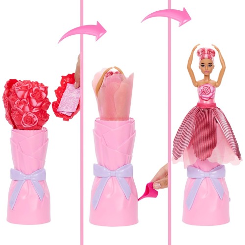 Mattel Barbie Petal Pop Scented Fashion Doll With Rose Dress, Reveal Accessories Like Bunny & More JMF59 