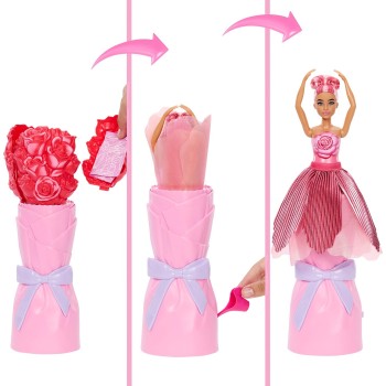 Mattel Barbie Petal Pop Scented Fashion Doll With Rose Dress, Reveal Accessories Like Bunny & More JMF59 