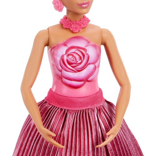 Mattel Barbie Petal Pop Scented Fashion Doll With Rose Dress, Reveal Accessories Like Bunny & More JMF59 