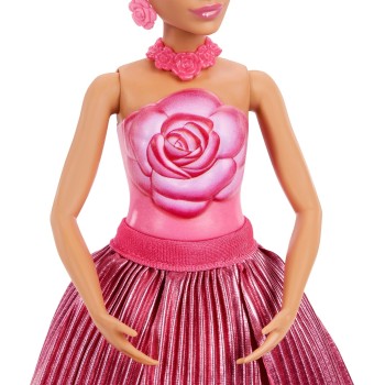 Mattel Barbie Petal Pop Scented Fashion Doll With Rose Dress, Reveal Accessories Like Bunny & More JMF59 