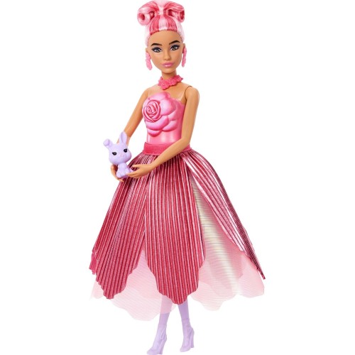 Mattel Barbie Petal Pop Scented Fashion Doll With Rose Dress, Reveal Accessories Like Bunny & More JMF59 