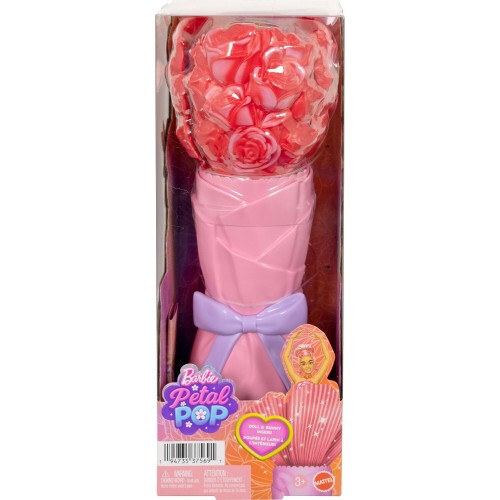 Mattel Barbie Petal Pop Scented Fashion Doll With Rose Dress, Reveal Accessories Like Bunny & More JMF59 