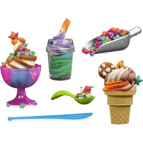 Hasbro Λαμπάδα Play-doh Rainbow Swirl Ice Cream Playset, Arts and Crafts Toys for Ages 3+ G0028 