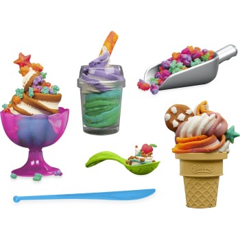 Hasbro Play-doh Rainbow Swirl Ice Cream Playset, Arts and Crafts Toys for Ages 3+ G0028 
