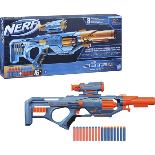 Hasbro Λαμπάδα Nerf Elite 2.0 Eaglepoint Rd-8 Blaster -- 8-dart Drum, Detachable Scope and Barrel, 16 Nerf Darts, Bolt Action F0