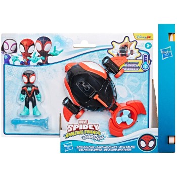Hasbro Λαμπάδα spidey and his amazing friends  water-webs spin dolphin submarine toy, blac G0663 / G1465 