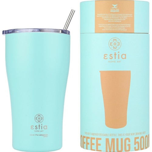 Estia Thermos Coffee Mug Save the Aegean 500ml Bermuda Green 01-23171 5207158023171