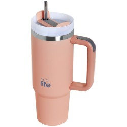 eco life Ecolife θερμός ποτήρι ανοξείδωτο flamingo pink με καλαμάκι 900ml 33-BO-5010 5208009003007