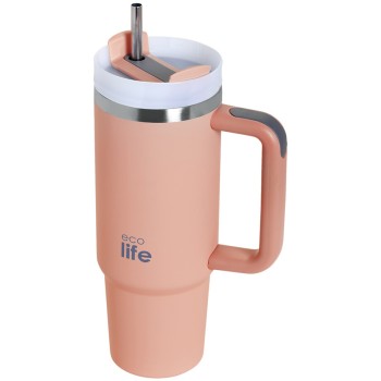 eco life Ecolife θερμός ποτήρι ανοξείδωτο flamingo pink με καλαμάκι 900ml 33-BO-5010 5208009003007
